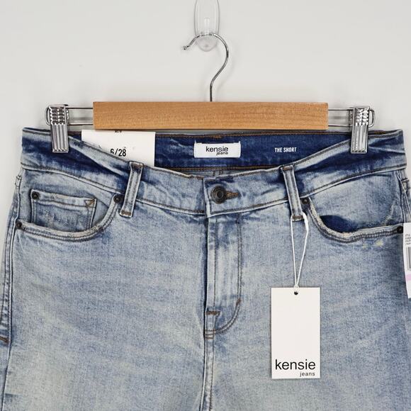 NWT Kensie The Short Mid Rise Double Roll Cuff Lithgow With Destruction 6/28 - Picture 3 of 9